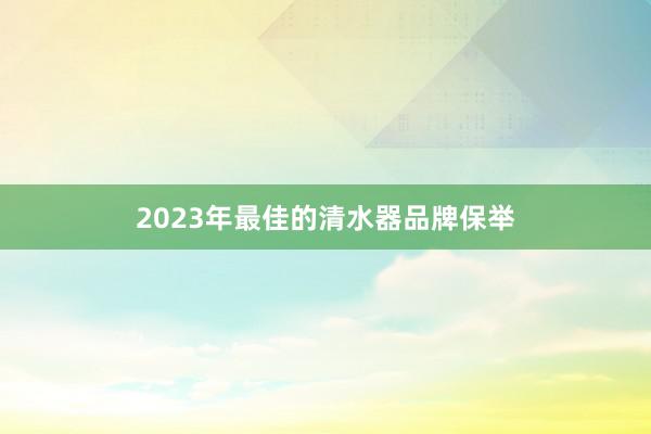 2023年最佳的清水器品牌保举